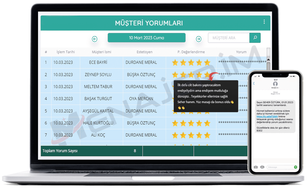 Güzellik Merkezi Müşteri Memnuniyeti Takibi Yazılımı Programı