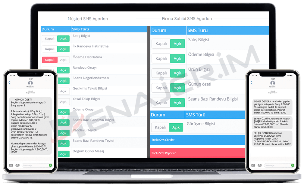 Güzellik Merkezleri Toplu SMS Gönderme Yönetimi Yazılımı Programı