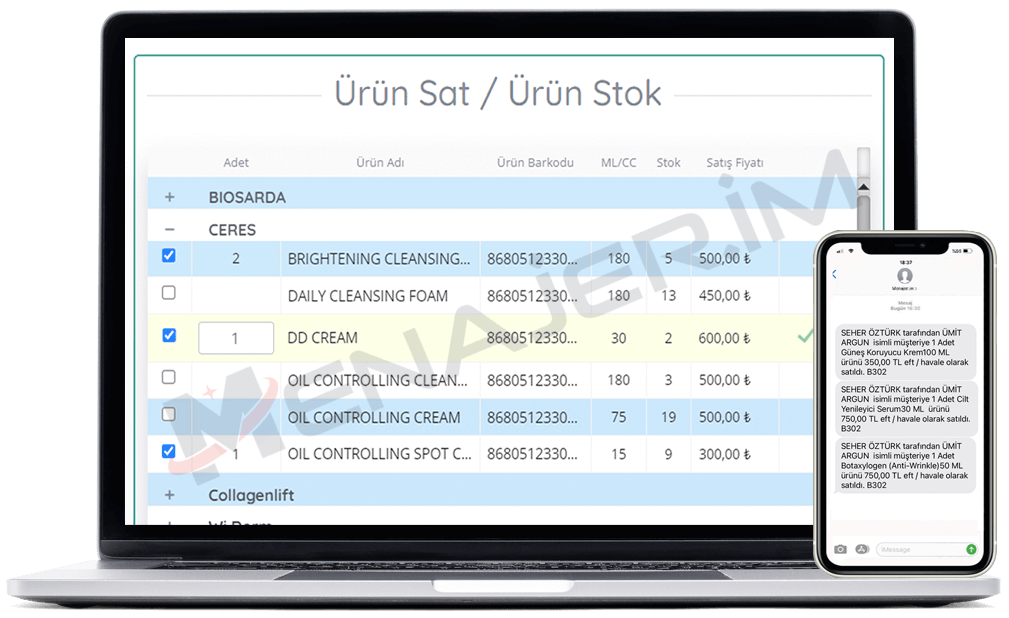 Güzellik Merkezi Ürün Stok Takibi Yönetimi Yazılımı Programı