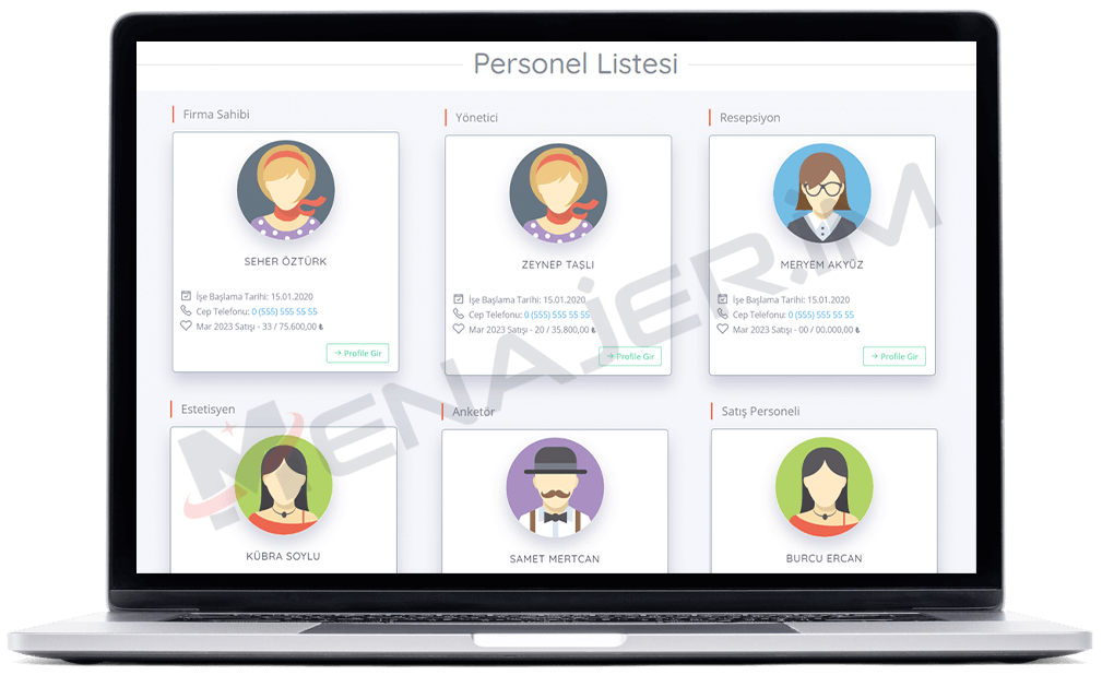 Güzellik merkezi personel yönetim programı