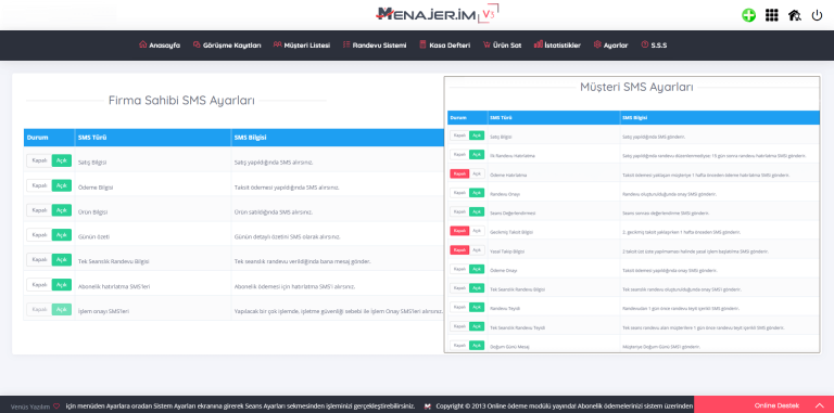 Güzellik salonu SMS gönderim yazılımı programı